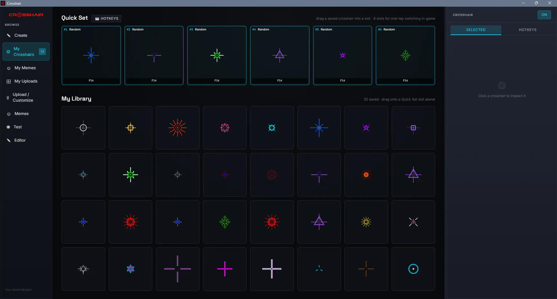Crosshair library and favorites view